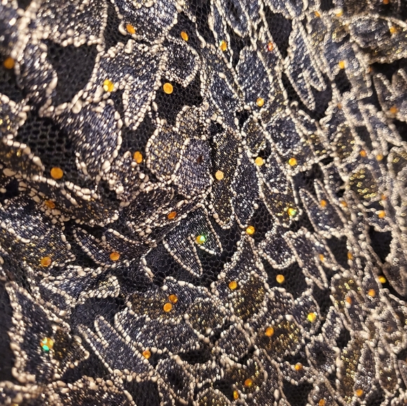 Embroidered Navy Blue Evening Gown - Picture 3 of 9